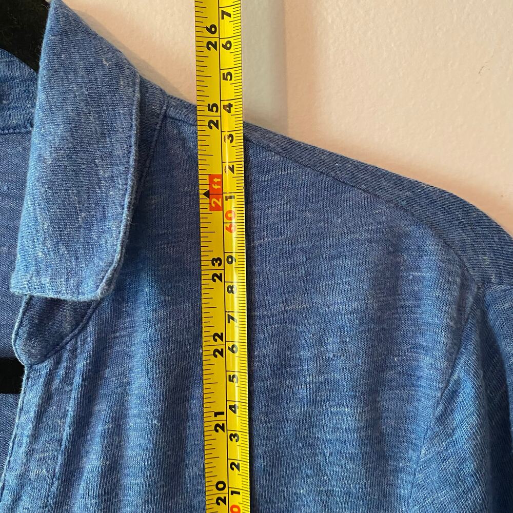 J. McLaughlin Blue Catalina Cloth Button Down Blouse 3/4 Sleeve Stretchy Medium - Picture 7 of 8